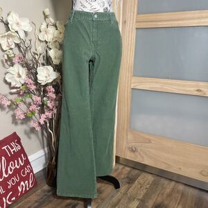 Y2K GAP Corduroy Pants Jeans Size 12 Low Rise Vintage Bootcut Green Preppy